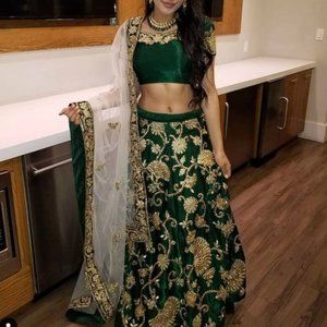 EMERAL GREEN PARTYWEAR LEHENGA